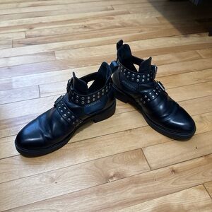 Divided Black Studded Ankle Boots